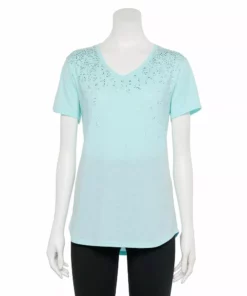 Tek Gear® Women' Tee Graphic Essential Short Sleeve -Tek Gear store 2631893 Aqua Speckle