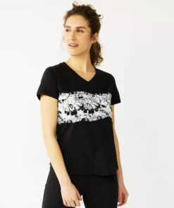 Tek Gear® Women' Tee Graphic Essential Short Sleeve -Tek Gear store 2631893 Black Dye Graphic