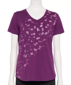 Tek Gear® Women' Tee Graphic Essential Short Sleeve -Tek Gear store 2631893 Purple Dots