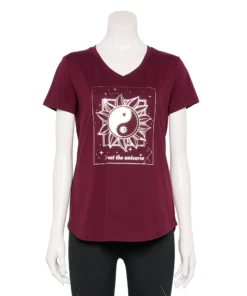 Tek Gear® Women' Tee Graphic Essential Short Sleeve -Tek Gear store 2631893 Sangria Flower