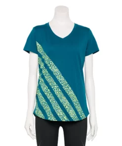 Tek Gear® Women' Tee Graphic Essential Short Sleeve -Tek Gear store 2631893 Teal Stripes