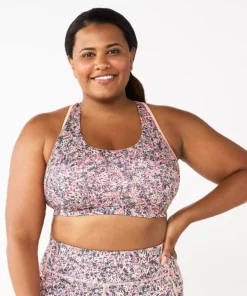 Tek Gear® Bra Plus Size Low-Impact Sport Racerback -Tek Gear store 2750546 Coral Ditsy Floral