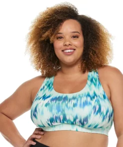 Tek Gear® Bra Plus Size Low-Impact Sport Racerback -Tek Gear store 2750546 Green Ink Print