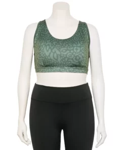 Tek Gear® Bra Plus Size Low-Impact Sport Racerback -Tek Gear store 2750546 Green Leopard
