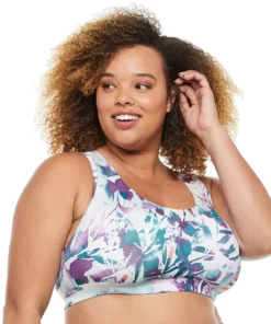 Tek Gear® Bra Plus Size Low-Impact Sport Racerback -Tek Gear store 2750546 White Tropical Print