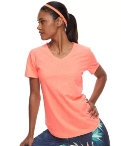 Tek Gear® Women' Tee Essential Short Sleeve -Tek Gear store 3090387 Orange Thrill