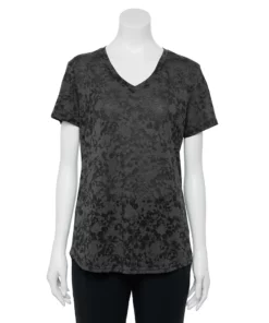 Tek Gear® Women' Tee Essential Burnout -Tek Gear store 3090912 Black Burnout