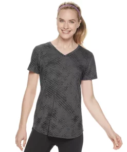 Tek Gear® Women' Tee Essential Burnout -Tek Gear store 3090912 Burnout Black Gray