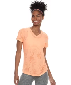 Tek Gear® Women' Tee Essential Burnout -Tek Gear store 3090912 Burnout Flower Orange