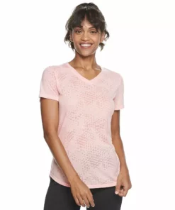 Tek Gear® Women' Tee Essential Burnout -Tek Gear store 3090912 Burnout Light Pink