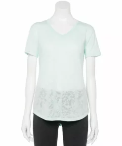 Tek Gear® Women' Tee Essential Burnout -Tek Gear store 3090912 Light Aqua Burnout