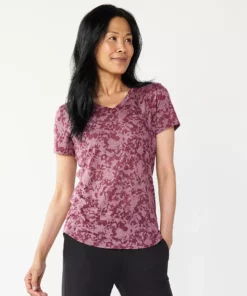 Tek Gear® Women' Tee Essential Burnout -Tek Gear store 3090912 Wine Burnout