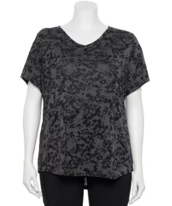 Tek Gear® Tee Plus Size Essential V-Neck Short Sleeve -Tek Gear store 3112953 Black Burnout