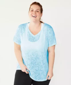 Tek Gear® Tee Plus Size Essential V-Neck Short Sleeve -Tek Gear store 3112953 Blue Burnout