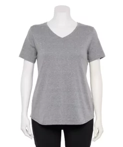 Tek Gear® Tee Plus Size Essential V-Neck Short Sleeve -Tek Gear store 3112953 Gray Burnout