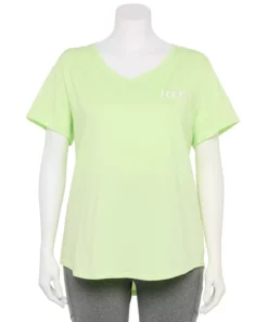 Tek Gear® Tee Plus Size Essential V-Neck Short Sleeve -Tek Gear store 3112953 Green Love