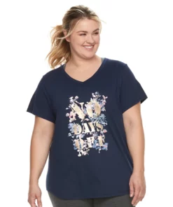 Tek Gear® Tee Plus Size Essential V-Neck Short Sleeve -Tek Gear store 3112953 No Days Off Navy