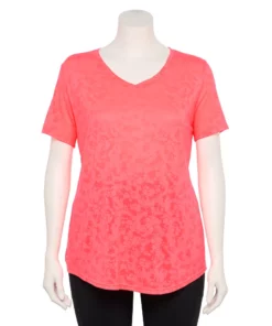 Tek Gear® Tee Plus Size Essential V-Neck Short Sleeve -Tek Gear store 3112953 Pink Burnout