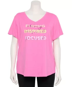 Tek Gear® Tee Plus Size Essential V-Neck Short Sleeve -Tek Gear store 3112953 Pink Inspired