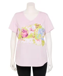 Tek Gear® Tee Plus Size Essential V-Neck Short Sleeve -Tek Gear store 3112953 Pink Marble