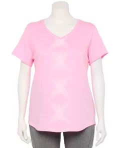 Tek Gear® Tee Plus Size Essential V-Neck Short Sleeve -Tek Gear store 3112953 Rose Geometric