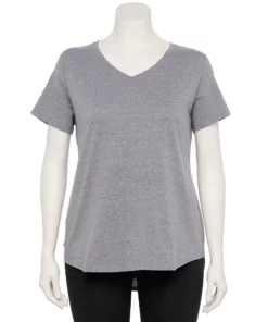 Tek Gear® Tee Plus Size Essential V-Neck Short Sleeve -Tek Gear store 3112953 Smokey Slate