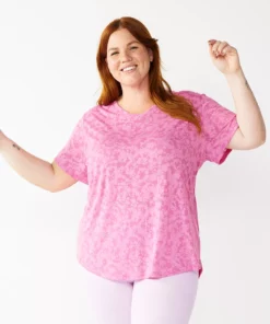 Tek Gear® Tee Plus Size Essential V-Neck Short Sleeve -Tek Gear store 3112953 Violet Burnout