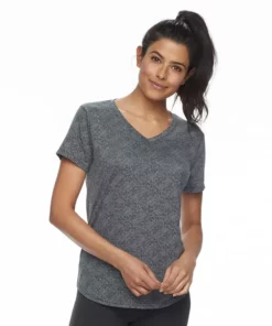 Petite Tek Gear® Tee Moisture-Wicking V-Neck -Tek Gear store 3220626 Charcoal Gray