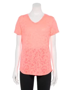 Petite Tek Gear® Tee Moisture-Wicking V-Neck -Tek Gear store 3220626 Orange Burnout