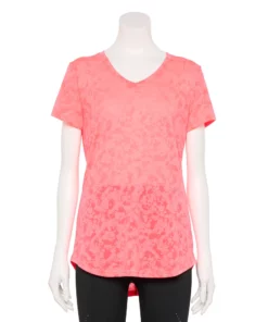 Petite Tek Gear® Tee Moisture-Wicking V-Neck -Tek Gear store 3220626 Pink Burnout