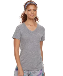 Petite Tek Gear® Tee Moisture-Wicking V-Neck -Tek Gear store 3220626 Smokey Slate
