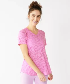 Petite Tek Gear® Tee Moisture-Wicking V-Neck -Tek Gear store 3220626 Violet Burnout