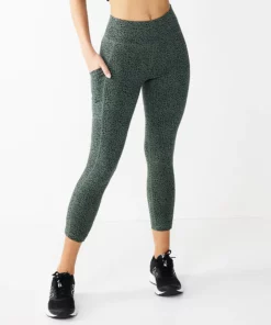 Tek Gear® Women' Legging Essential High-Waisted Capri -Tek Gear store 3977494 Olive Cheetah