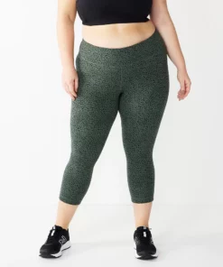 Tek Gear® Legging Plus Size Essential High-Waisted Capri -Tek Gear store 4215123 Olive Cheetah