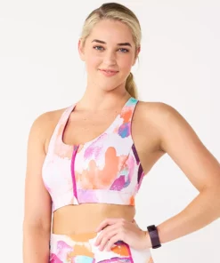 Tek Gear® Bra Sport Zip-Front Medium-Impact 39 Tek Gear® Bra Sport Zip-Front Medium-Impact -Tek Gear store 4657353 Pink Watercolor