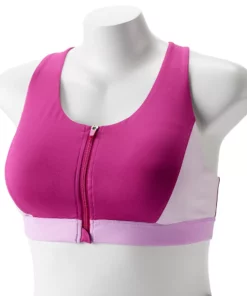 Tek Gear® Bra Plus Size Medium Impact Sport Zip-Front -Tek Gear store 4787908 Berry Colorblock