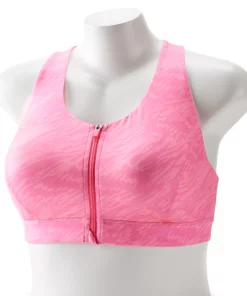 Tek Gear® Bra Plus Size Medium Impact Sport Zip-Front -Tek Gear store 4787908 Pink Print