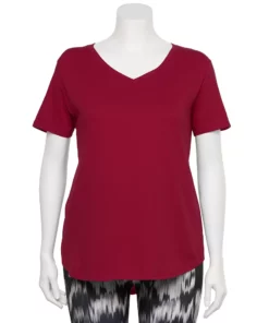 Tek Gear® Tee Plus Size V-Neck Core -Tek Gear store 4998289 Cherry Fusion