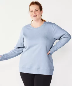 Tek Gear® Sweatshirt Fleece Plus Size Ultrasoft Crewneck -Tek Gear store 5000133 Ava Lavender