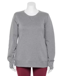 Tek Gear® Sweatshirt Fleece Plus Size Ultrasoft Crewneck -Tek Gear store 5000133 Charcoal