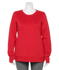 Tek Gear® Sweatshirt Fleece Plus Size Ultrasoft Crewneck -Tek Gear store 5000133 Chicago Red