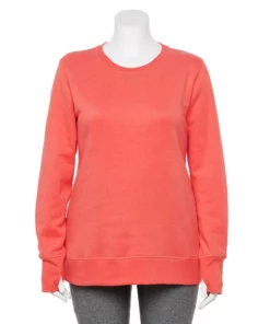 Tek Gear® Sweatshirt Fleece Plus Size Ultrasoft Crewneck -Tek Gear store 5000133 Destiny Coral