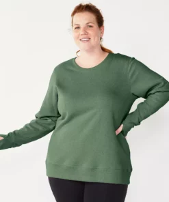 Tek Gear® Sweatshirt Fleece Plus Size Ultrasoft Crewneck -Tek Gear store 5000133 Esta Olive