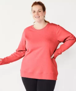 Tek Gear® Sweatshirt Fleece Plus Size Ultrasoft Crewneck -Tek Gear store 5000133 Fanatic Pink