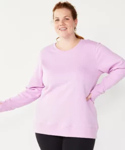 Tek Gear® Sweatshirt Fleece Plus Size Ultrasoft Crewneck -Tek Gear store 5000133 Lavender