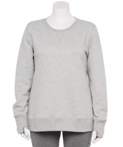 Tek Gear® Sweatshirt Fleece Plus Size Ultrasoft Crewneck -Tek Gear store 5000133 Metro Heather