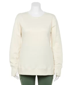 Tek Gear® Sweatshirt Fleece Plus Size Ultrasoft Crewneck -Tek Gear store 5000133 Natural Scallop