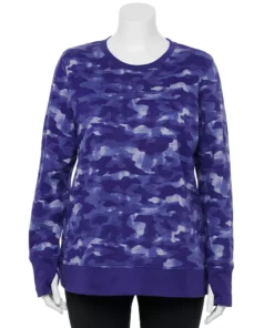 Tek Gear® Sweatshirt Fleece Plus Size Ultrasoft Crewneck -Tek Gear store 5000133 Navy Camo
