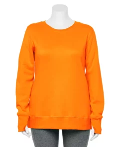 Tek Gear® Sweatshirt Fleece Plus Size Ultrasoft Crewneck -Tek Gear store 5000133 Orange Jazz