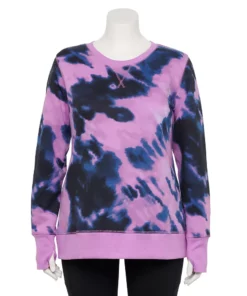 Tek Gear® Sweatshirt Fleece Plus Size Ultrasoft Crewneck -Tek Gear store 5000133 Purple Dye Effect